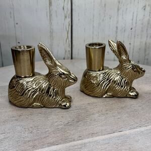Cupcakes and Cashmere Gold Rabbit Bunny Taper Candle Holder Spring Easter Viral